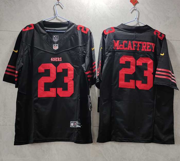Mens San Francisco 49ers #23 Christian McCaffrey Black 2023 F.U.S.E. Vapor Untouchable Limited Stitched Football Jersey
